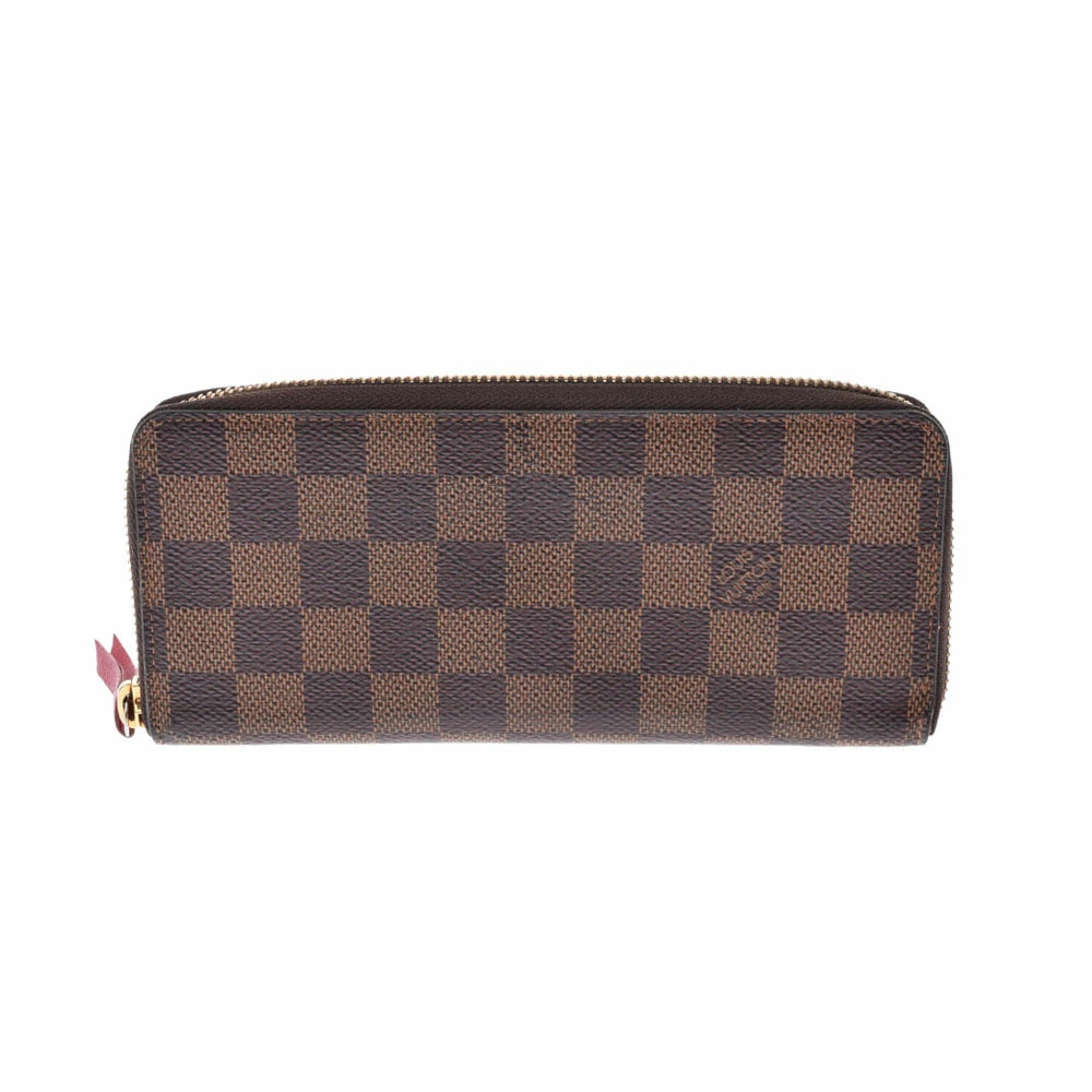 LOUIS VUITTON Damier Portefeuille Clemence Brown Cerise Red Canvas Long Wallet